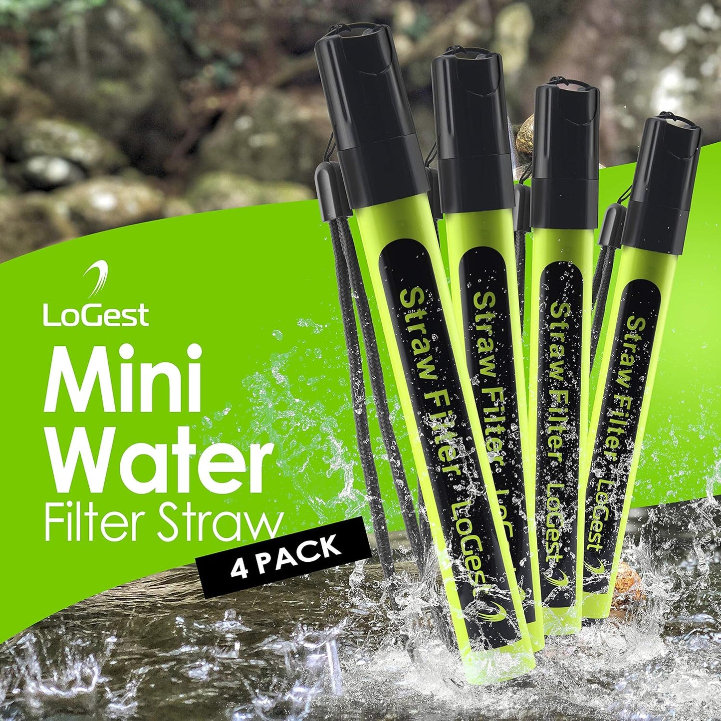 4-Pack Water Filter Straws – Portable Personal Water Purification for Survival, Camping, Hiking & Emergency Kits