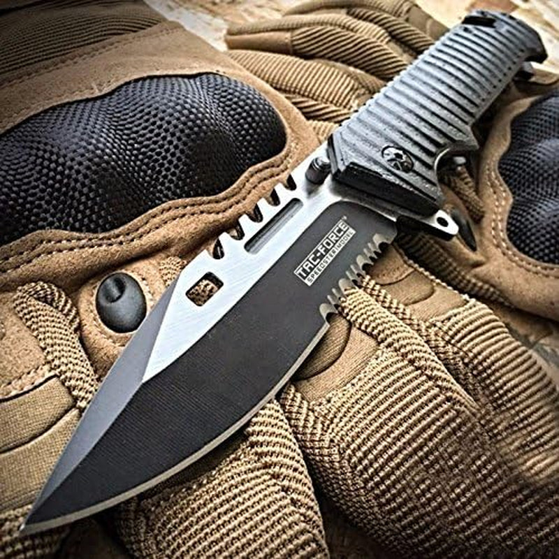 Spring-Assisted Sawback Bowie Knife – Tactical Rescue Pocket Knife for EDC (Basic Pack)