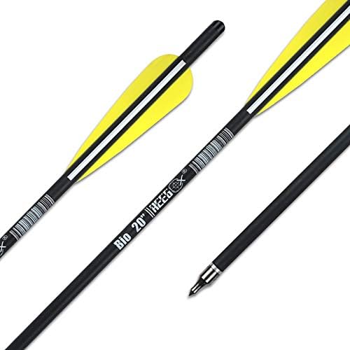 Crossbow Bolts – 16"/18"/20" Bio Crossbow Arrows with Moon Nocks & Removable Tips (12-Pack)