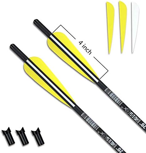 Crossbow Bolts – 16"/18"/20" Bio Crossbow Arrows with Moon Nocks & Removable Tips (12-Pack)