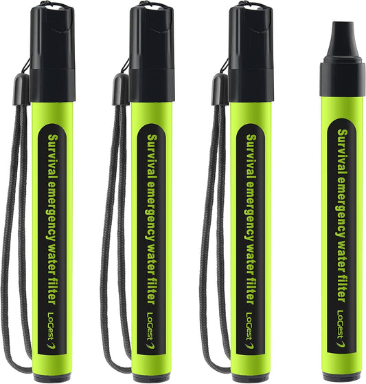 4-Pack Water Filter Straws – Portable Personal Water Purification for Survival, Camping, Hiking & Emergency Kits