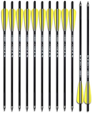 Crossbow Bolts – 16"/18"/20" Bio Crossbow Arrows with Moon Nocks & Removable Tips (12-Pack)