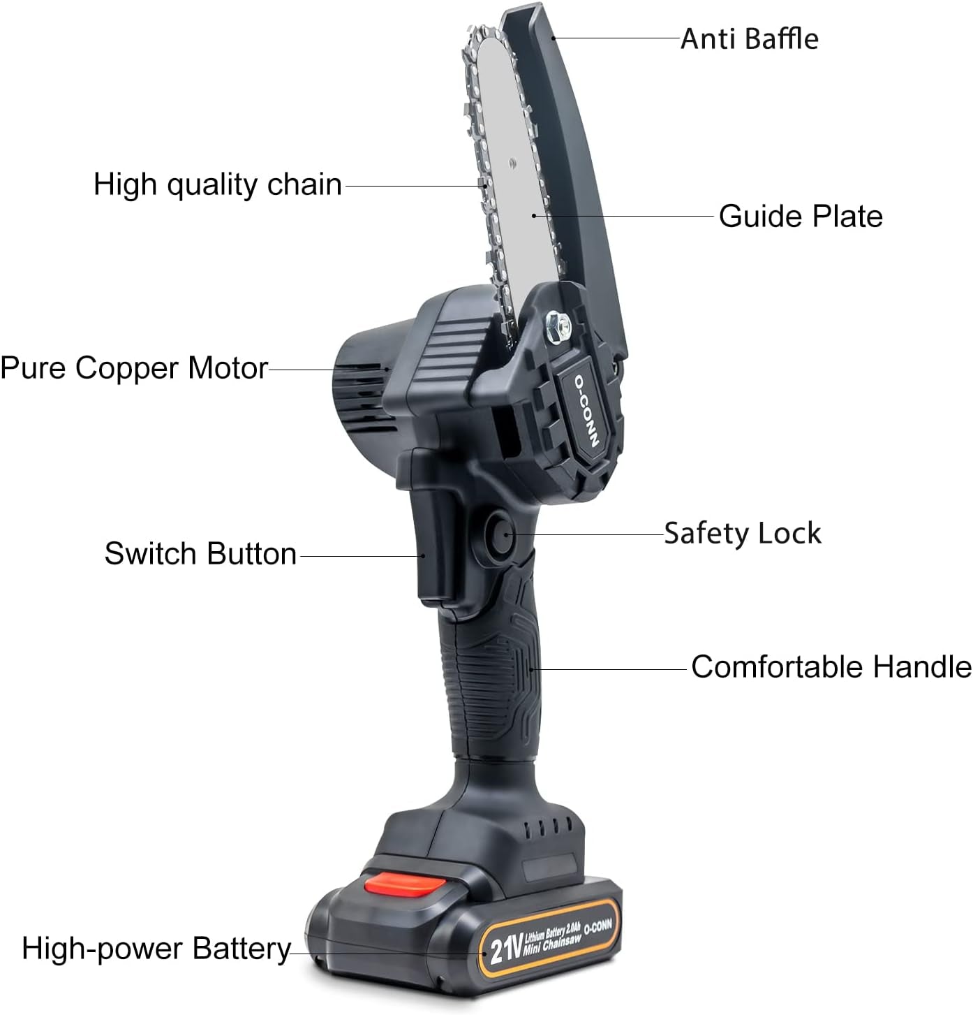 Mini Chainsaw 4-Inch Cordless – Handheld Electric Saw with 2 Batteries & Safety Lock for Tree & Wood Cutting