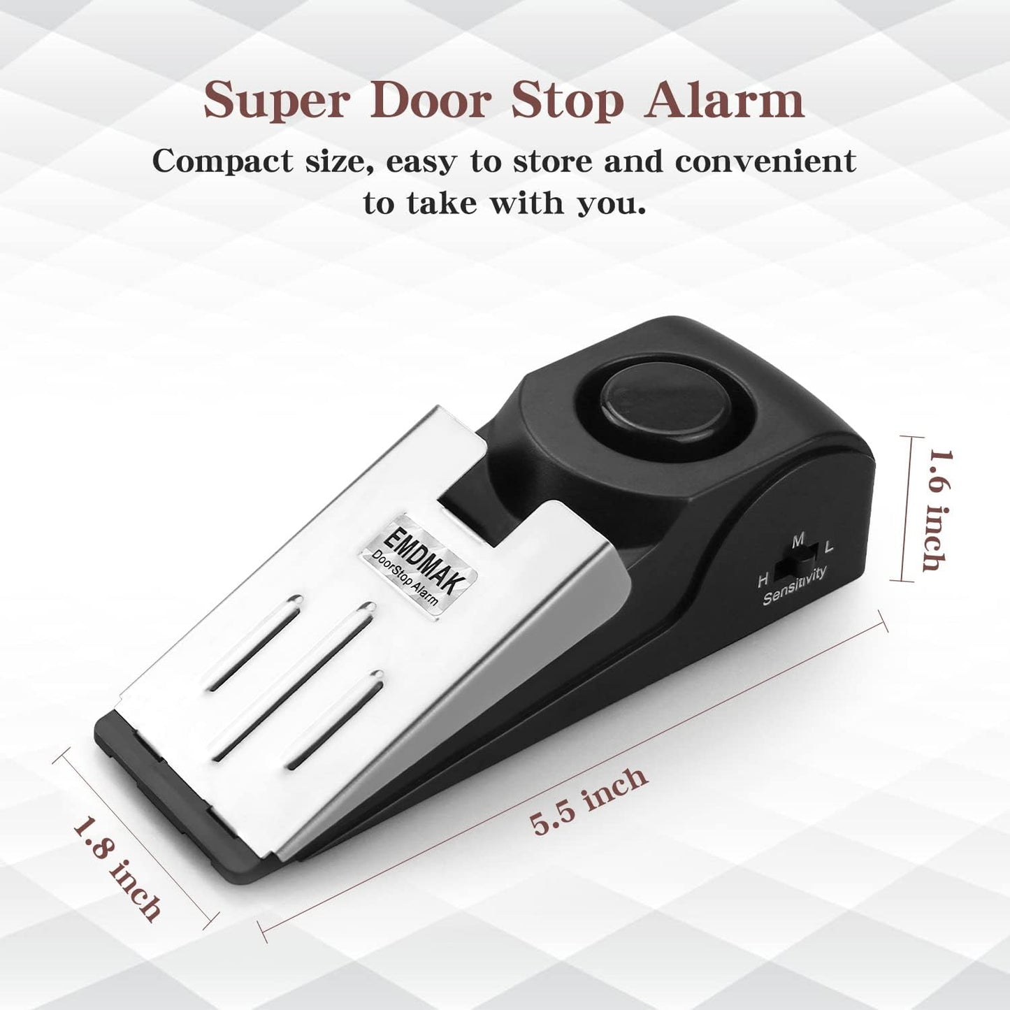 120dB Door Stop Alarm – Portable Security Device for Home & Travel (2-Pack, Black)