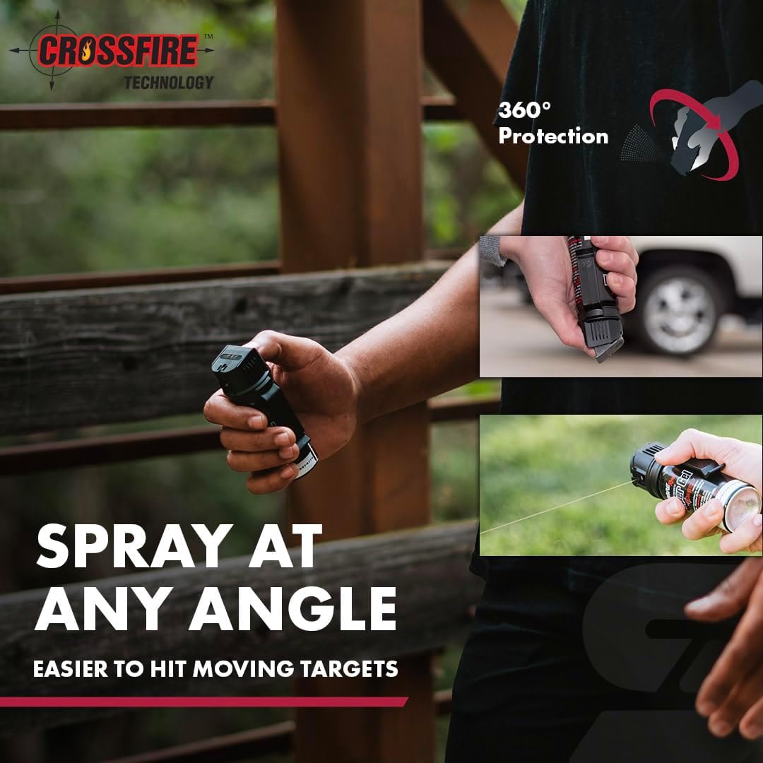 Crossfire Pepper Gel – 1.5oz Maximum Strength OC Spray with 360° Deployment, Fast Flip-Top & Belt Clip for Self-Defense