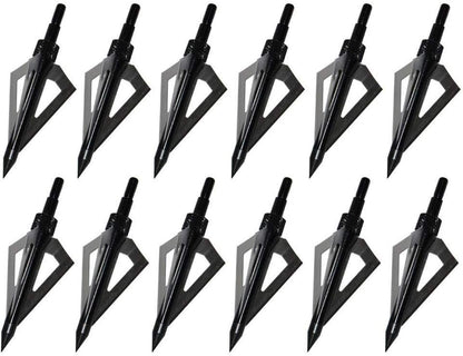 12-Pack Hunting Broadheads – 100-Grain 3-Blade Screw-In Arrow Tips for Traditional & Compound Bows