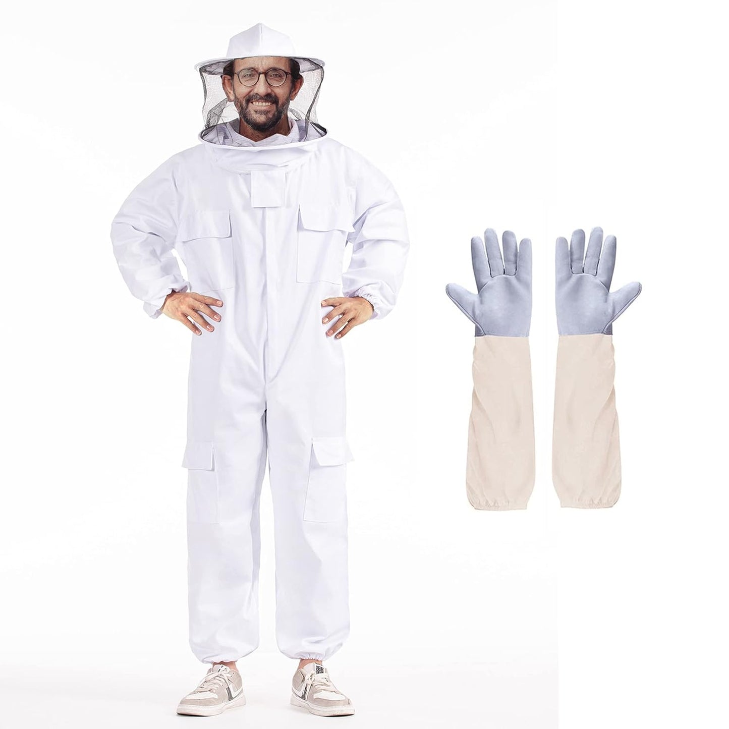 Professional Beekeeping Suit with Round Veil & Gloves – Protective Bee Suit for Men & Women