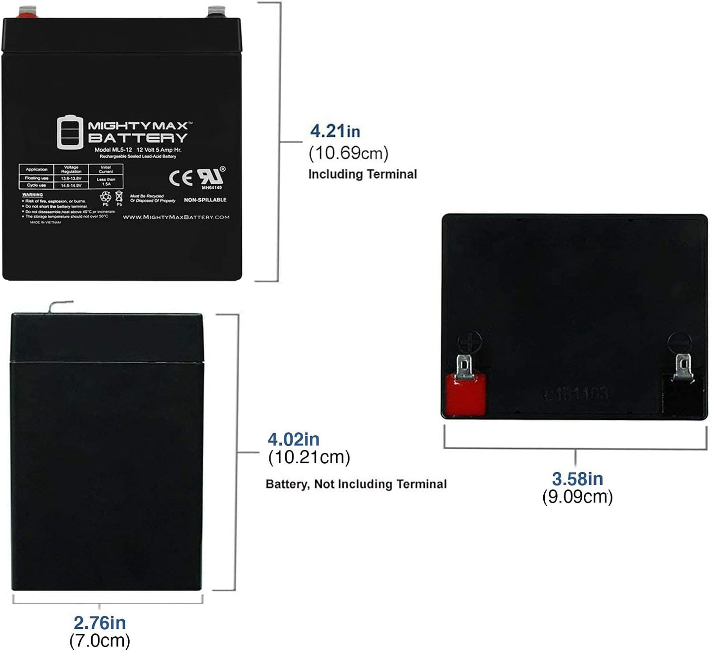 Mighty Max ML5-12 12V 5Ah Rechargeable SLA Battery – Long-Lasting Sealed Lead Acid Power Supply