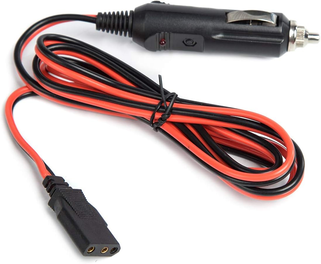 CB Radio Power Cord – 15A 2-Wire 3-Pin Cable with 12V Cigarette Lighter Plug (2-Pack)