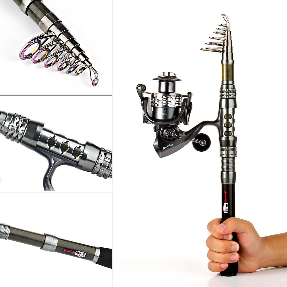 Telescopic Fishing Rod & Reel Combo – Spinning Reel with Travel Carrier Bag for Freshwater & Saltwater Fishing