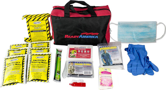 72-Hour Emergency Kit – 1-Person Disaster Preparedness Tote with First Aid, Survival Blanket & Food for Earthquake, Fire & Flood