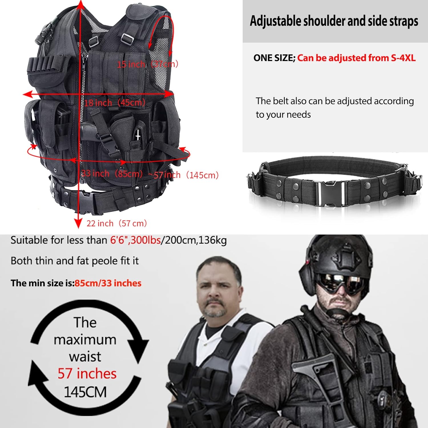 Ultra-Light Tactical Vest – Adjustable, Breathable Outdoor Training Vest for Airsoft & Adults