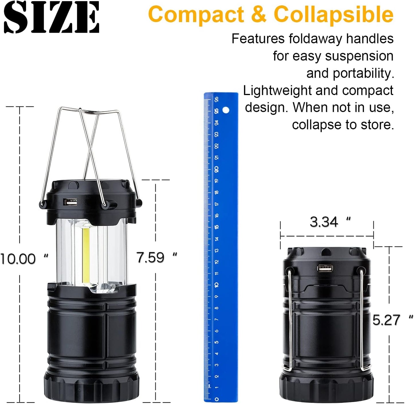 4-Pack Solar & USB Rechargeable COB LED Camping Lantern – Bright Waterproof Collapsible Light with Magnetic Base & Android Charging