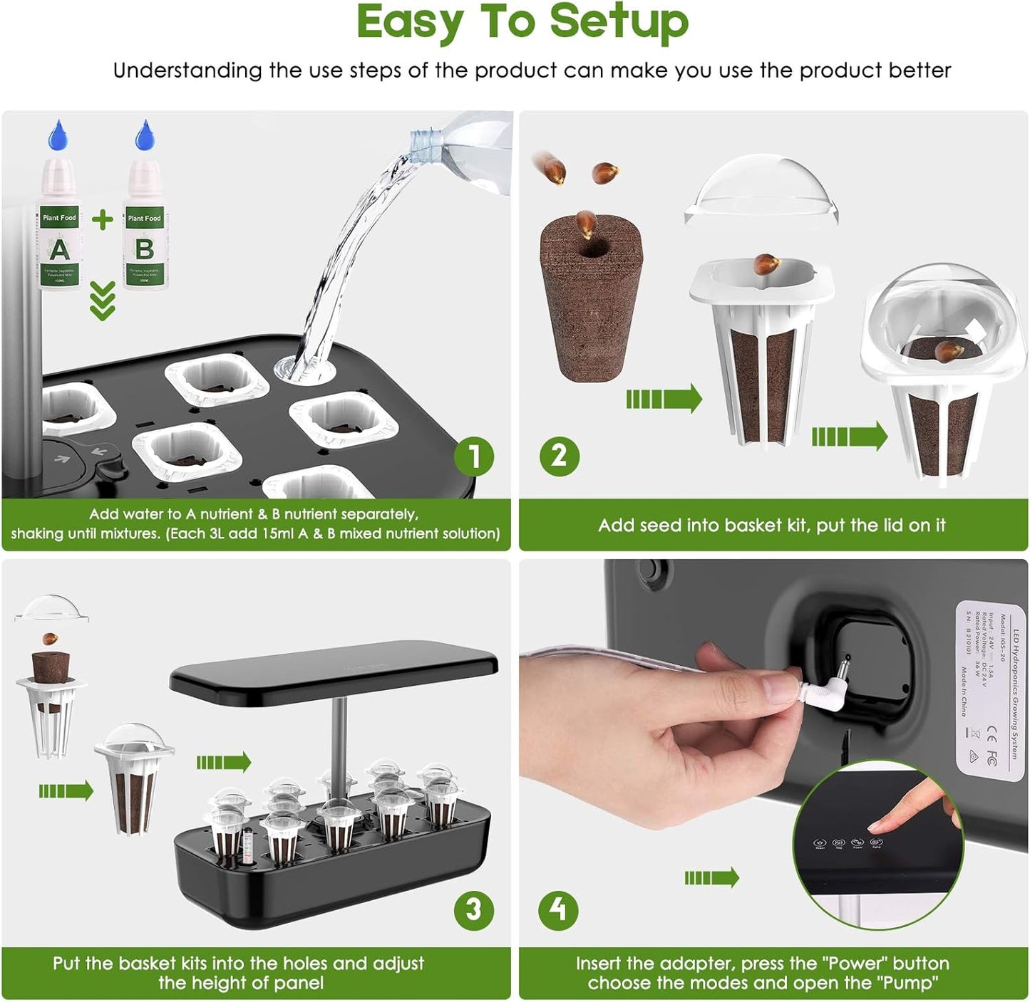 Large Hydroponic Growing System – 12-Pod Indoor Herb Garden Kit with Grow Lights, Quiet Water Pump & Adjustable Height (Up to 20”)