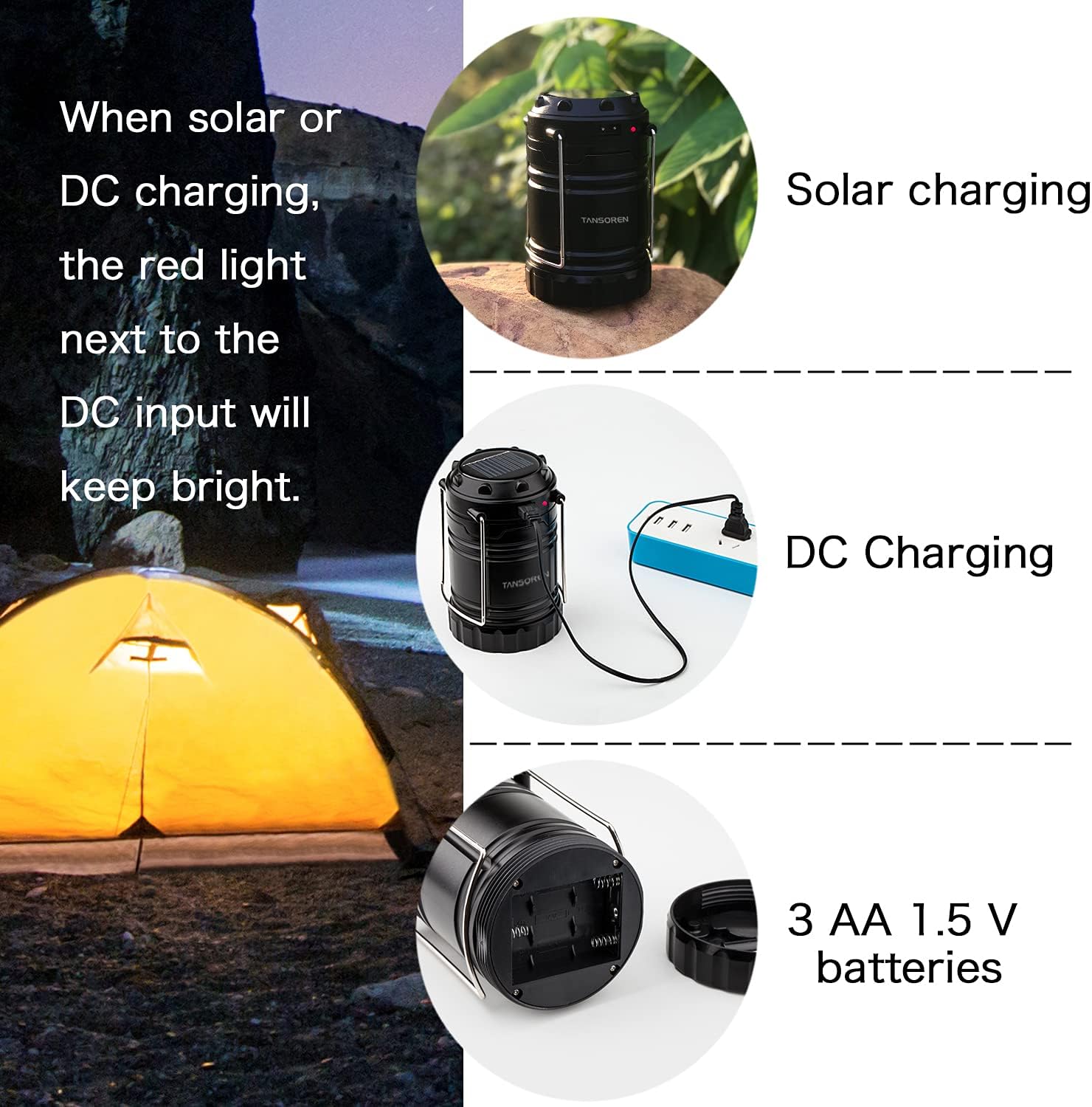 4-Pack Solar & USB Rechargeable COB LED Camping Lantern – Bright Waterproof Collapsible Light with Magnetic Base & Android Charging