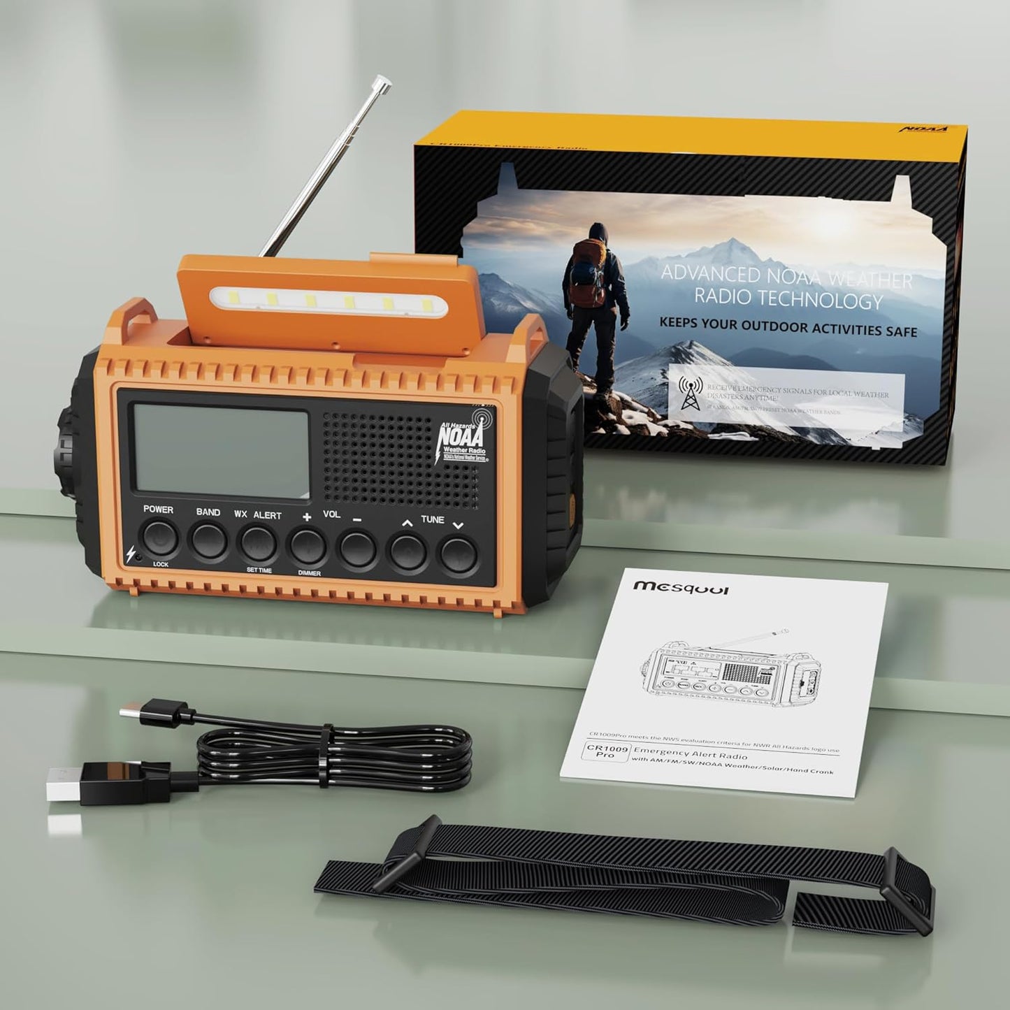 5000 Emergency Weather Radio – AM/FM/NOAA/SW, Solar & Hand Crank Powered, LCD Display, SOS Alert, Flashlight & Phone Charger