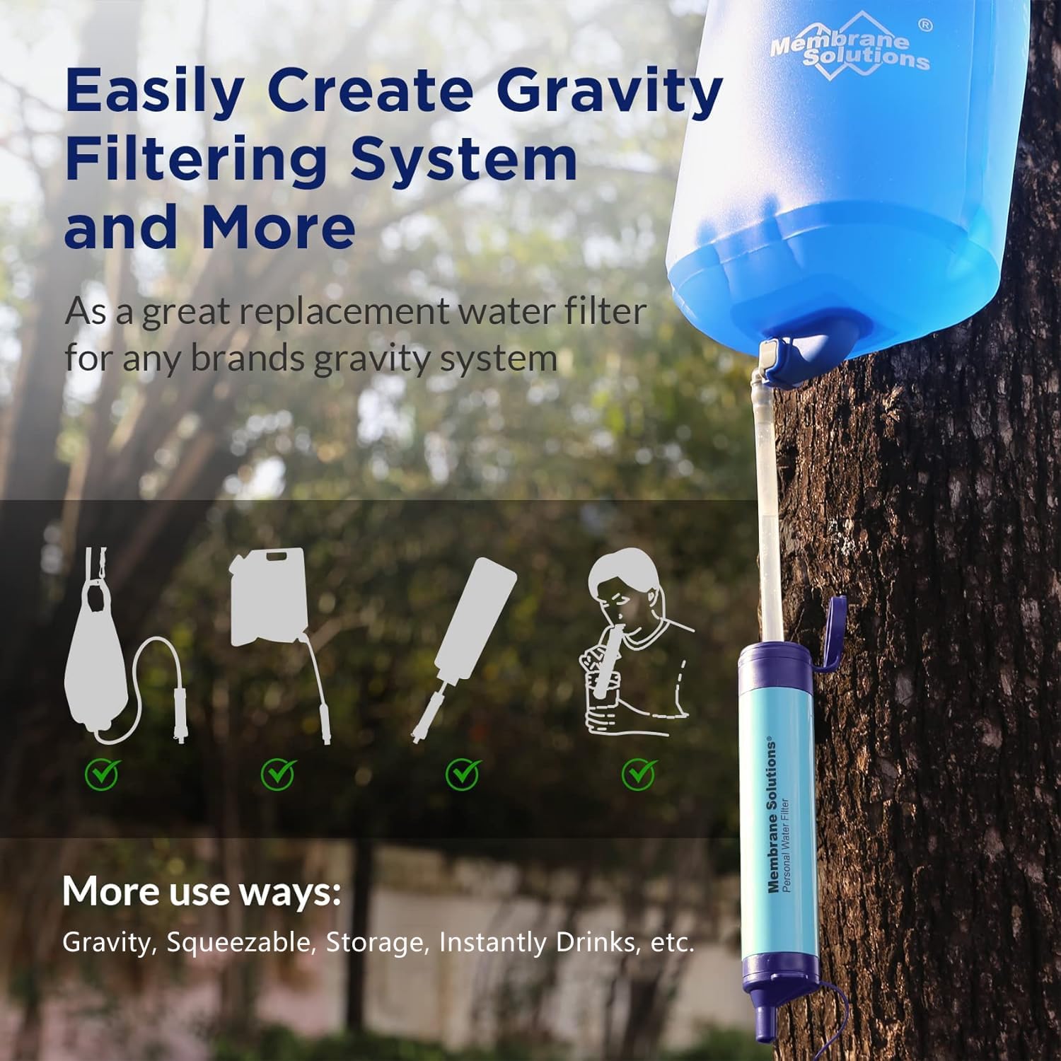 Straw Water Filter – Portable Survival Filtration for Emergency Preparedness, Camping, Hiking & Travel