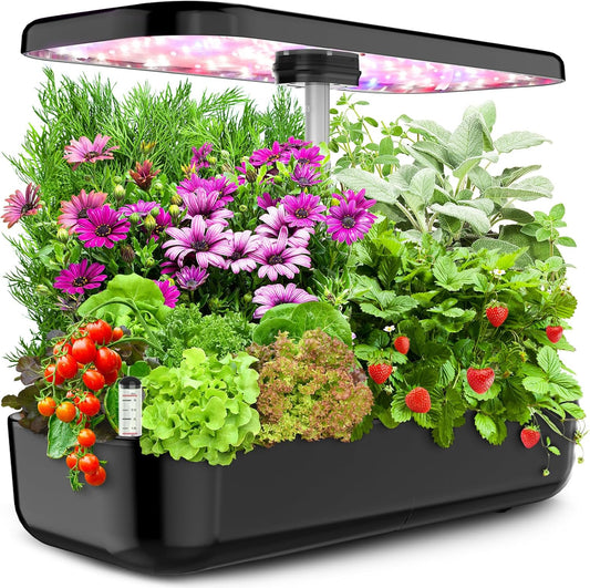 Large Hydroponic Growing System – 12-Pod Indoor Herb Garden Kit with Grow Lights, Quiet Water Pump & Adjustable Height (Up to 20”)