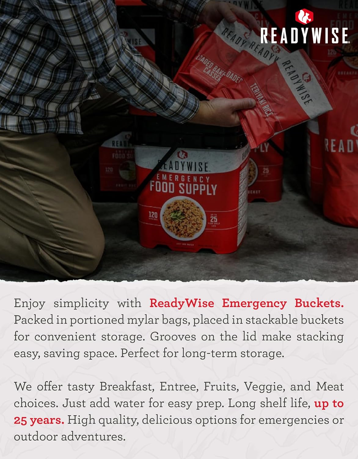 72-Hour Emergency Food Supply – 30-Serving Freeze-Dried MRE Survival Meals with 25-Year Shelf Life for Camping & Emergencies