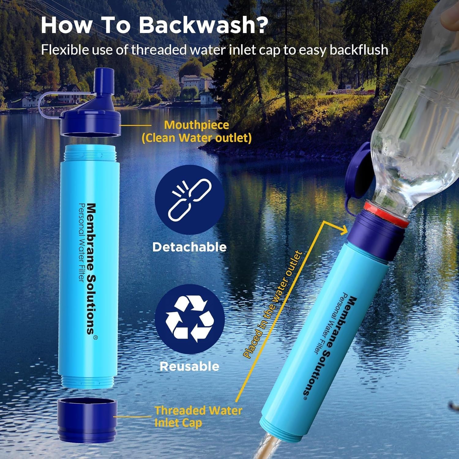 Straw Water Filter – Portable Survival Filtration for Emergency Preparedness, Camping, Hiking & Travel