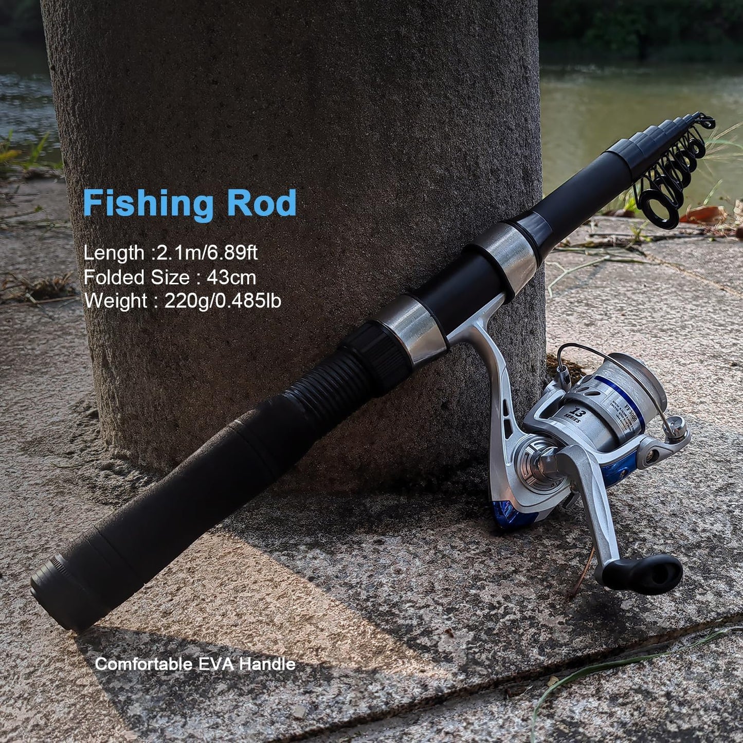 2-Pack Fishing Rod & Reel Combo – 6.89Ft Collapsible Telescopic Poles with Spinning Reels, Lures, Pliers & Travel Bag for Freshwater & Saltwater