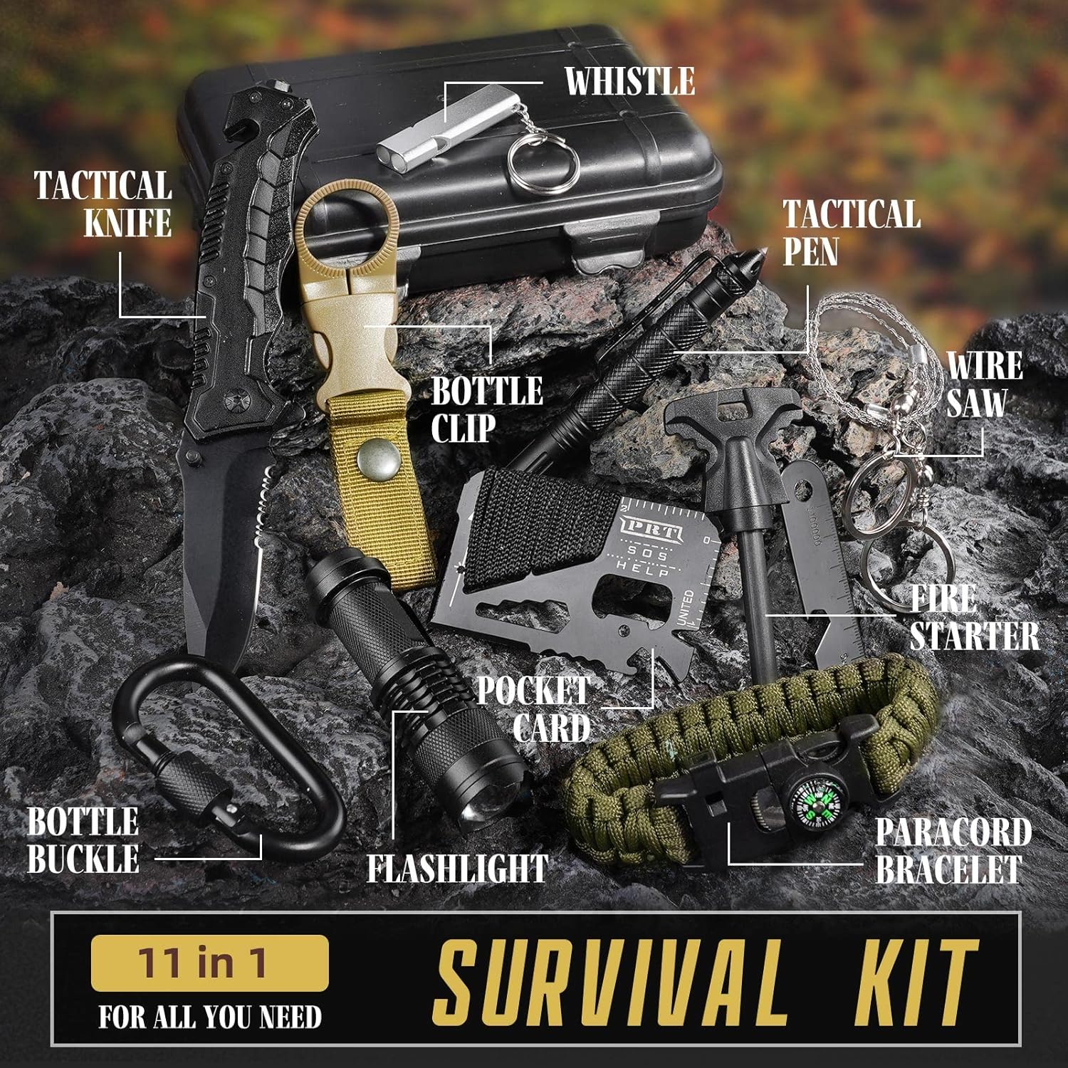 14-in-1 Survival Kit – Emergency Gear & Tactical Accessories for Hunting, Fishing, Camping