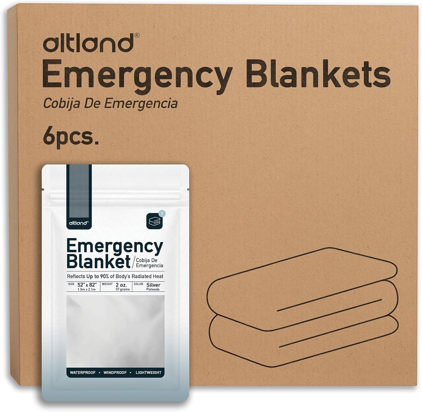 6-Pack Emergency Mylar Blankets – Individually Wrapped Silver Thermal Survival Blankets