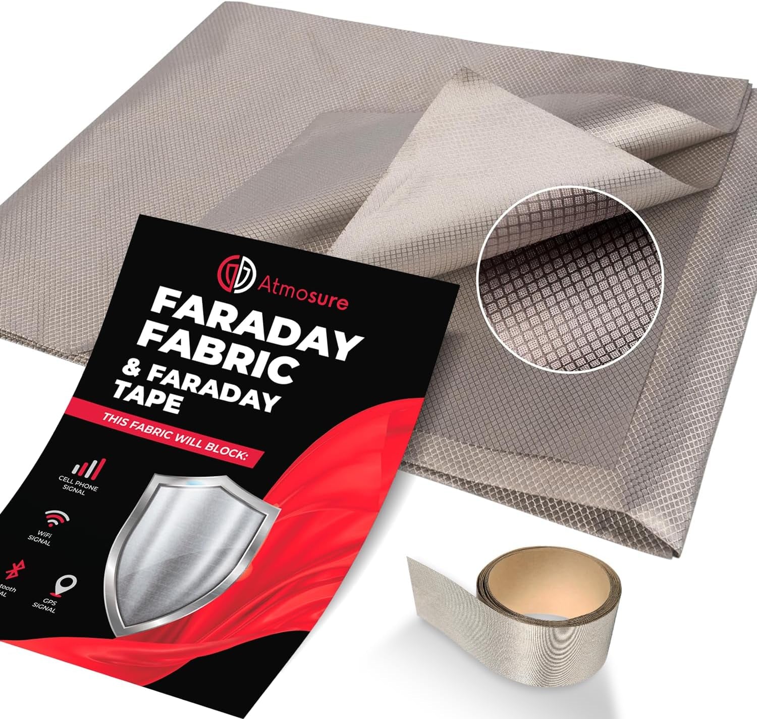 Faraday Fabric & Tape (44" x 36") – Military-Grade EMF Blocker for DIY Faraday Bags, 5G, EMP & WiFi Shielding