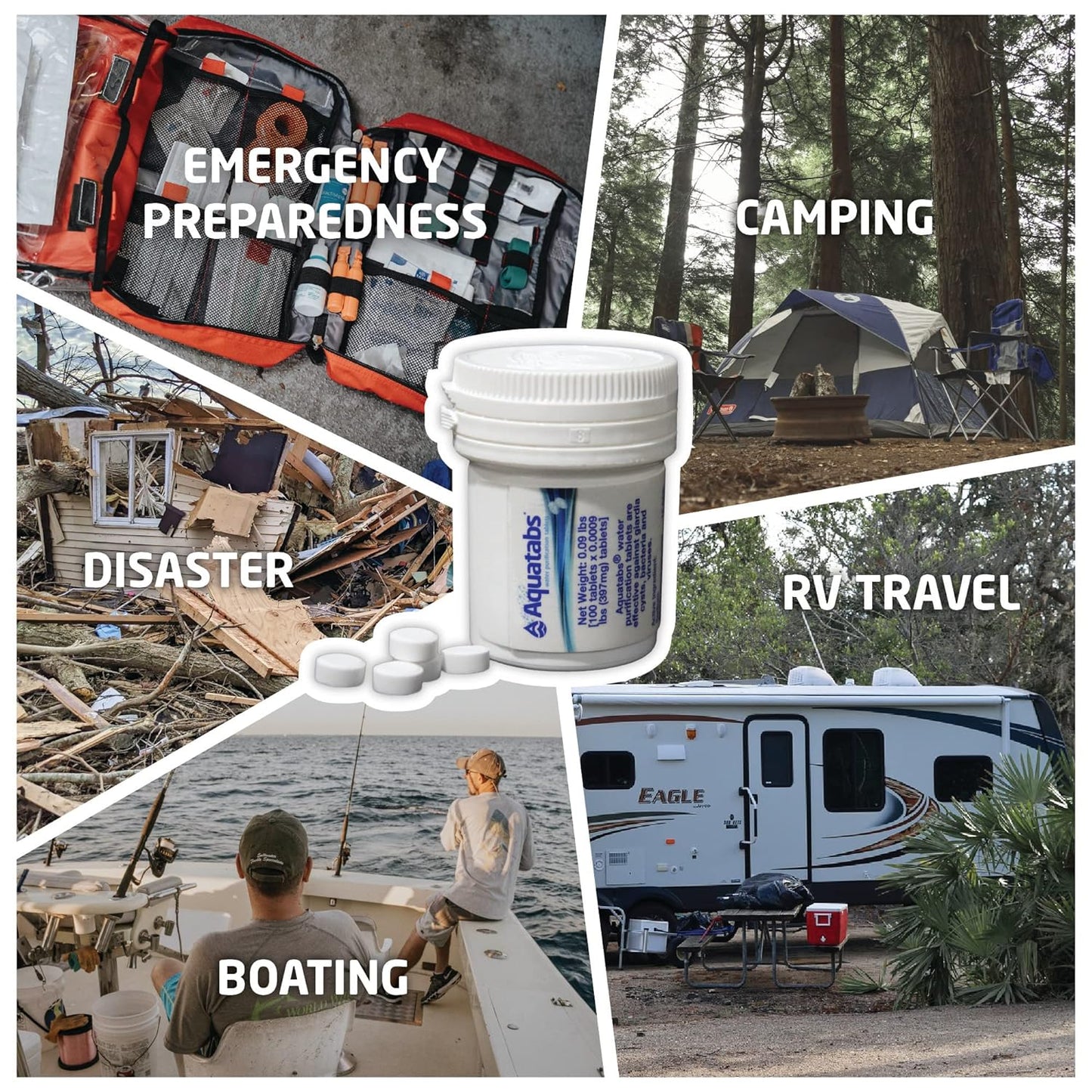 397mg Water Purification Tablets (100-Pack) – Easy-to-Use Water Treatment for Camping, Survival, Emergencies, RVs & Marine Use