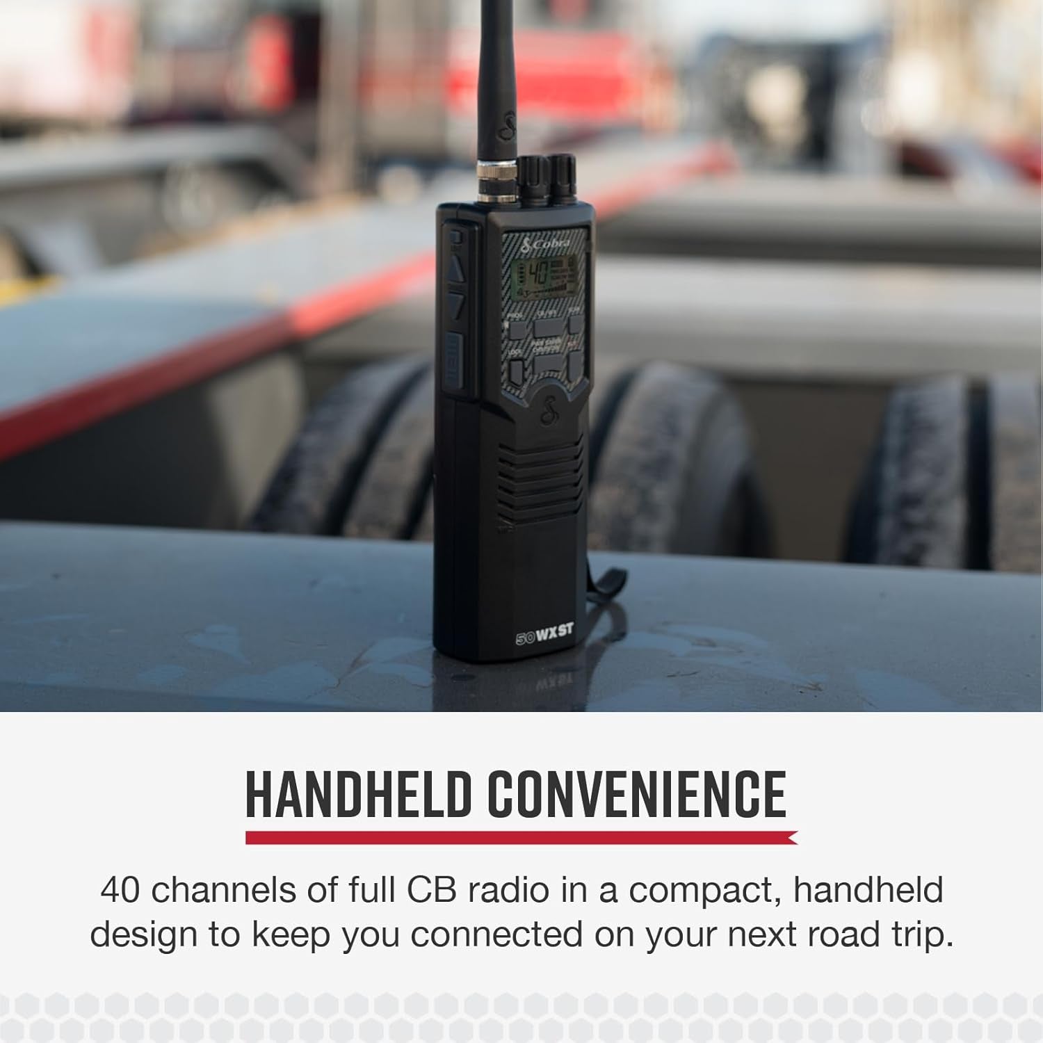 Cobra HHRT50 Road Trip CB Radio – Handheld 2-Way Emergency Radio with 40 Channels, NOAA Weather Alerts, Magnet Mount Antenna & Omni-Directional Mic (Black)