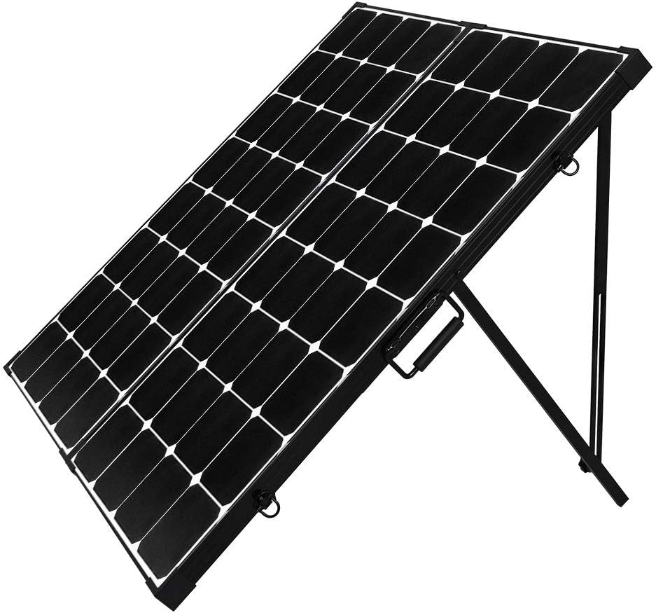 200W 12V Eclipse Monocrystalline Solar Panel Suitcase – Portable Off-Grid Foldable Panel with Built-In Kickstand (Black)