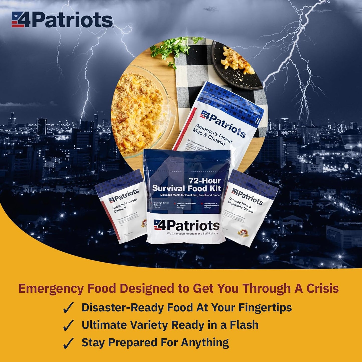 72-Hour Survival Food Kit: Emergency Food Supply Designed to Last 25 Years, 20 Servings